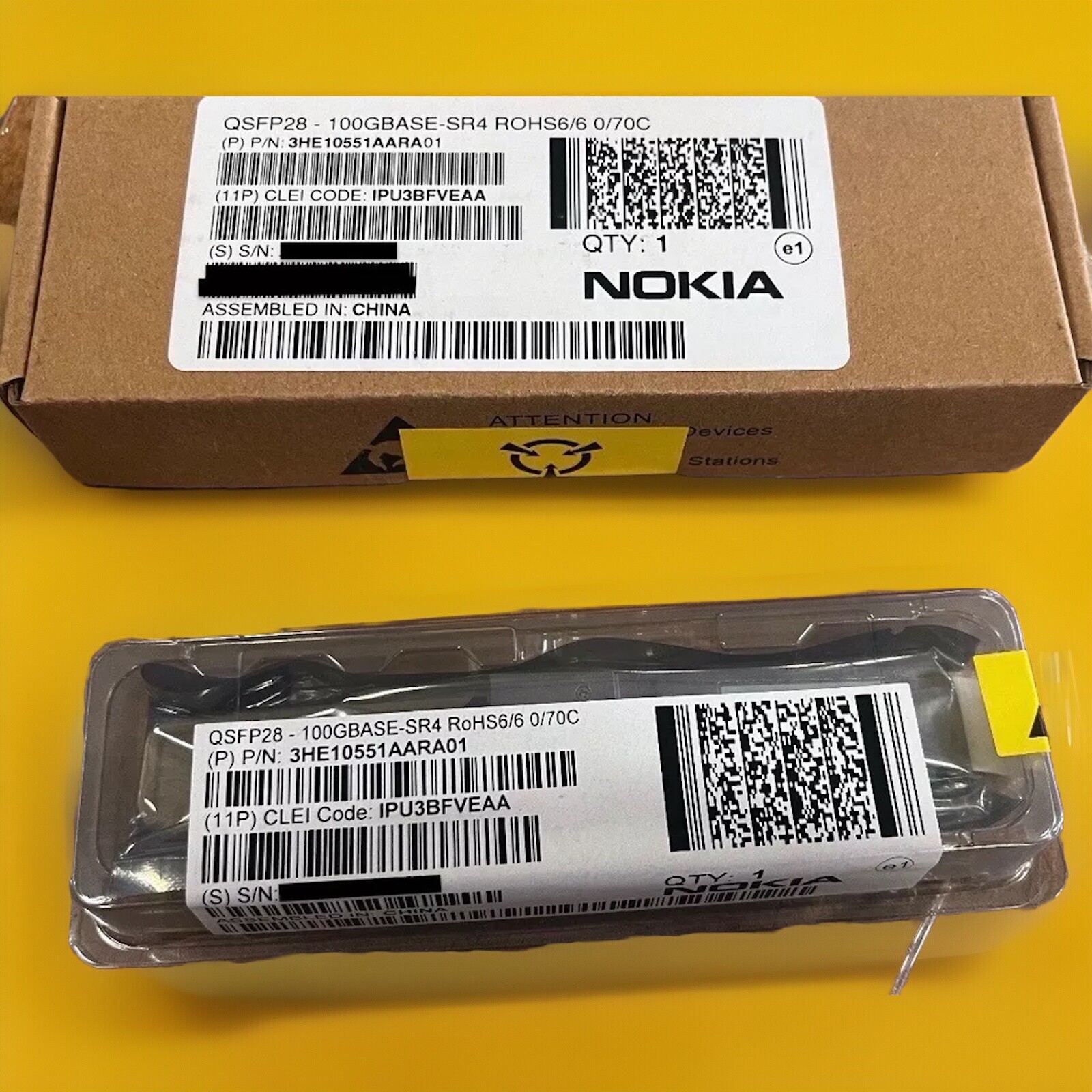 LOT 10 NEW SEALED NOKIA  3HE10551AA  QSFP28  100GBASE-SR4 ROHS6/60/70C IPU3BFVEA