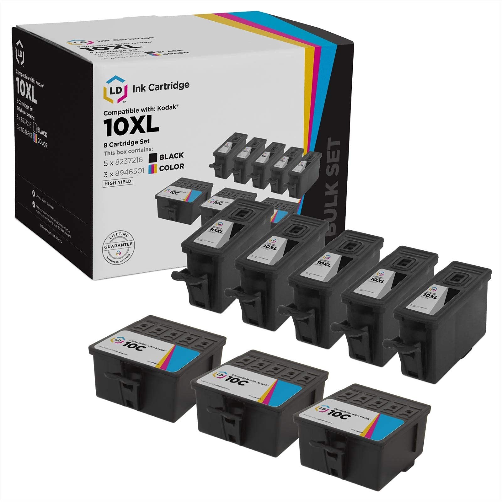 Compatible Ink Cartridge Replacement for Kodak 10XL High Yield (5 Black 3 Color