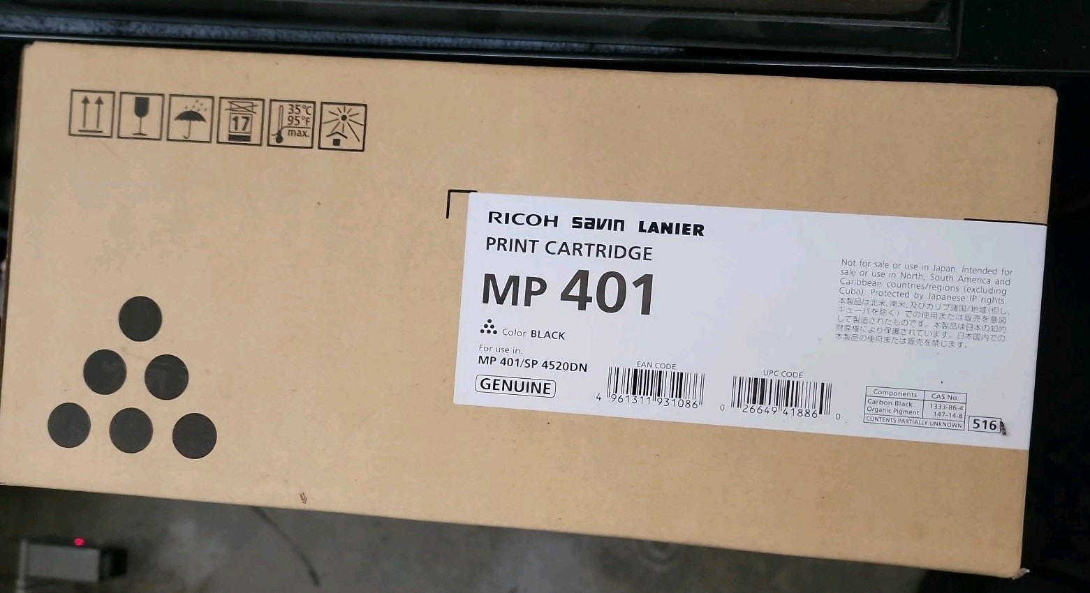 GENUINE RICOH SAVIN LANIER MP 401 BLACK PRINT CARTRIDGE - EDP 841886 