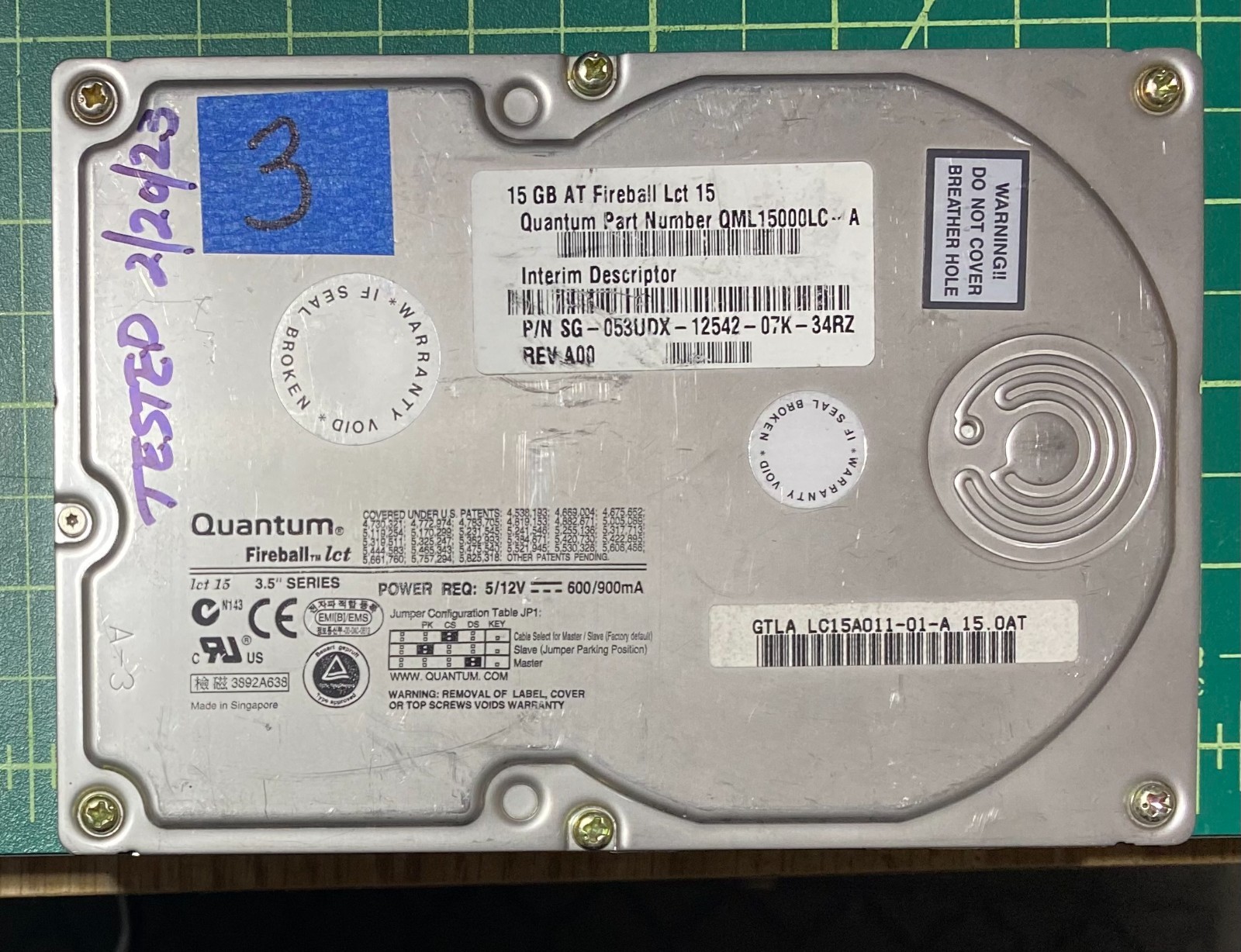 Quantum Fireball Lct15 15GB Internal 5400RPM 3.5" (QML15000LCA) IDE HDD