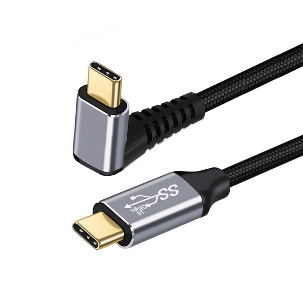 NFHK 90 Degree Up Down Angled Type-C USB-C Male to USB3.1 50cm, Black 