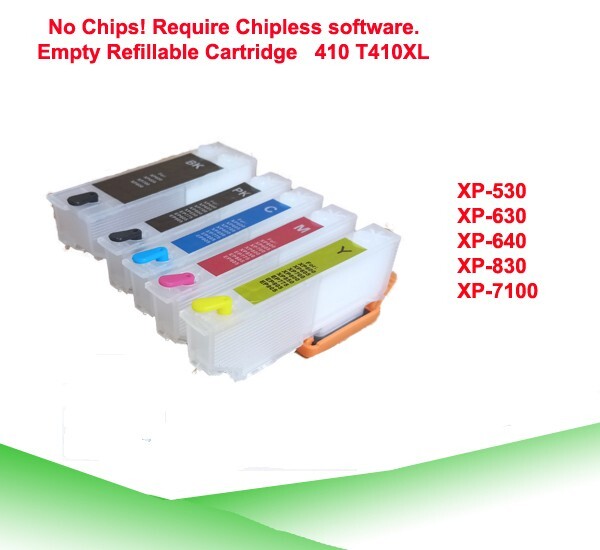 410 T410XL Refillable Ink Cartridge No Chip for XP-530 / 630 / 635 / 640 / 830