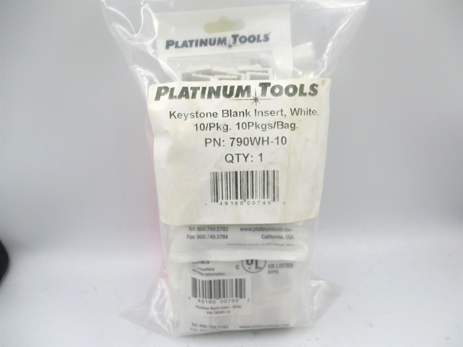 Platinum Tools (790WH-10) White Keystone Blank Insert 10ct. - Lot of 10 
