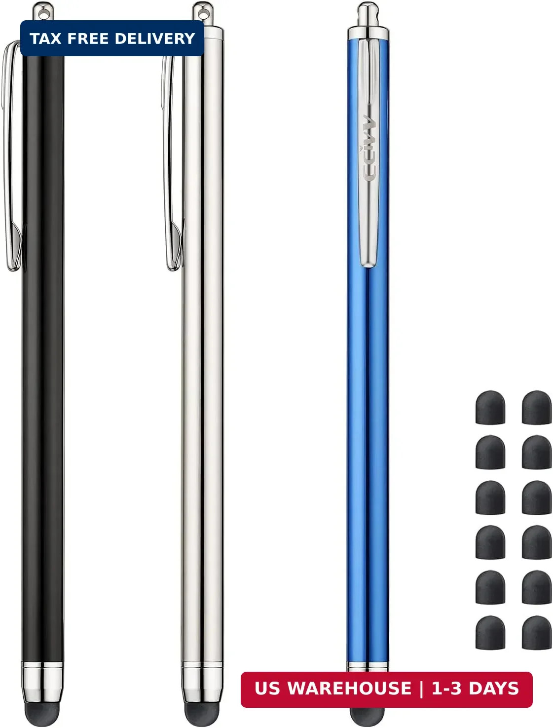 3 Pcs Stylus Pens for Touch Screens [0.24 inch Tip Series], 12 Extra Replaceable