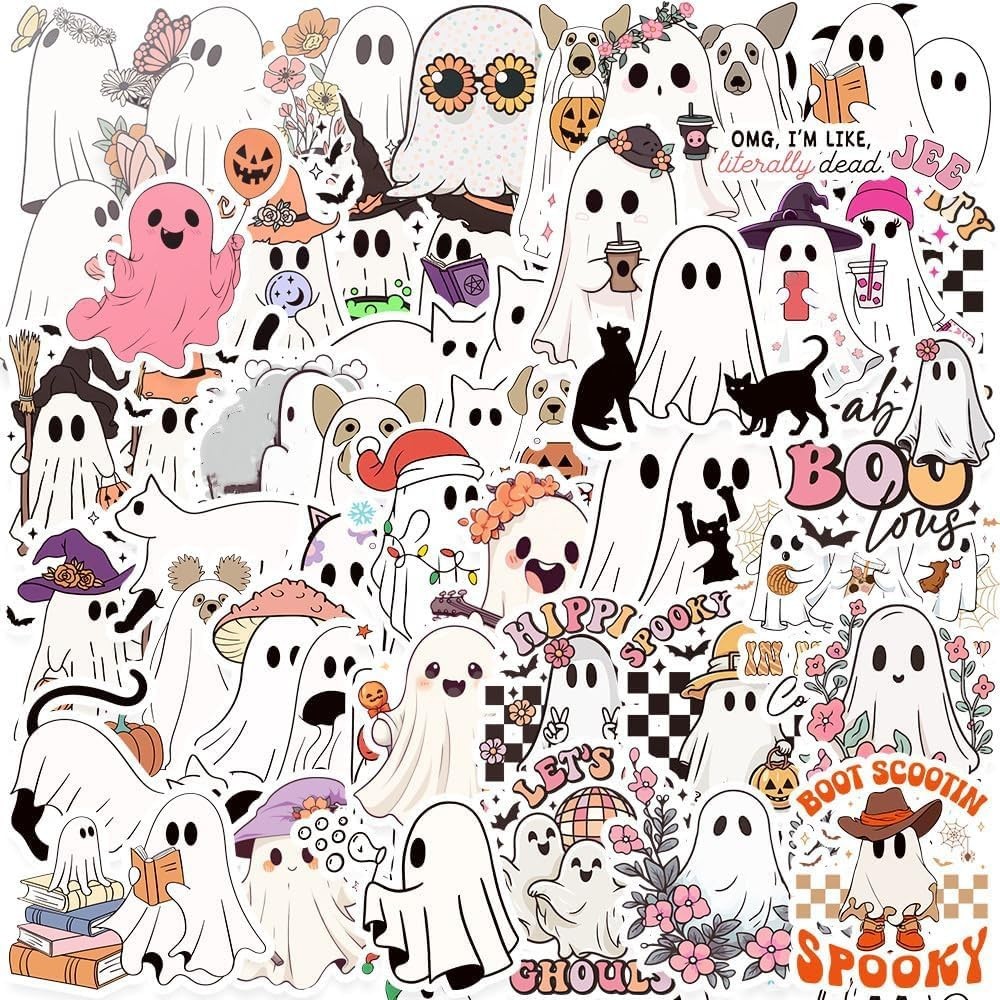 100PCS Ghost Stickers,Halloween Stickers 2-3 inches,
