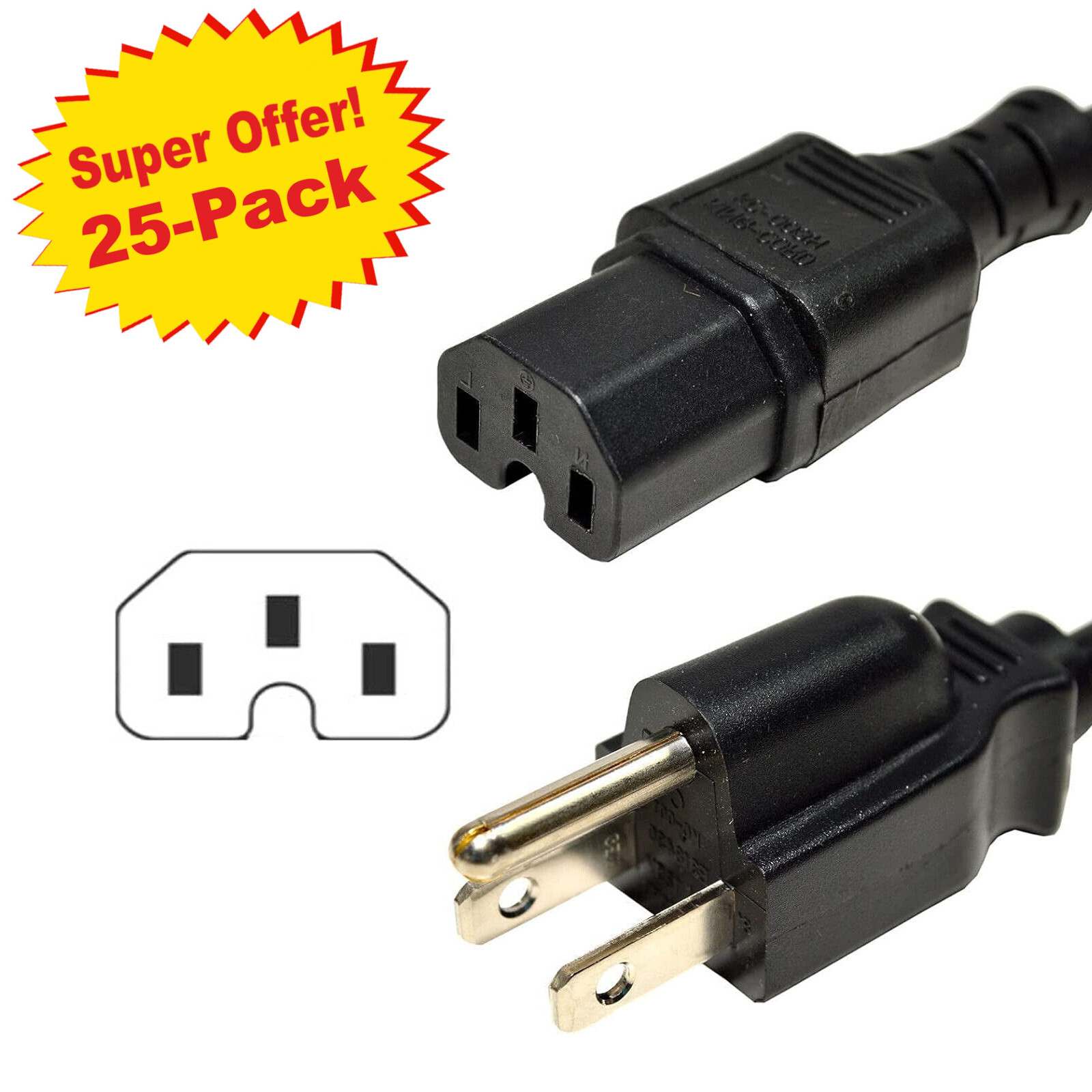 25-Pack HQRP 6ft AC Power Cord for HP 2620 J8692A J8693A J9148A Procurve 3500