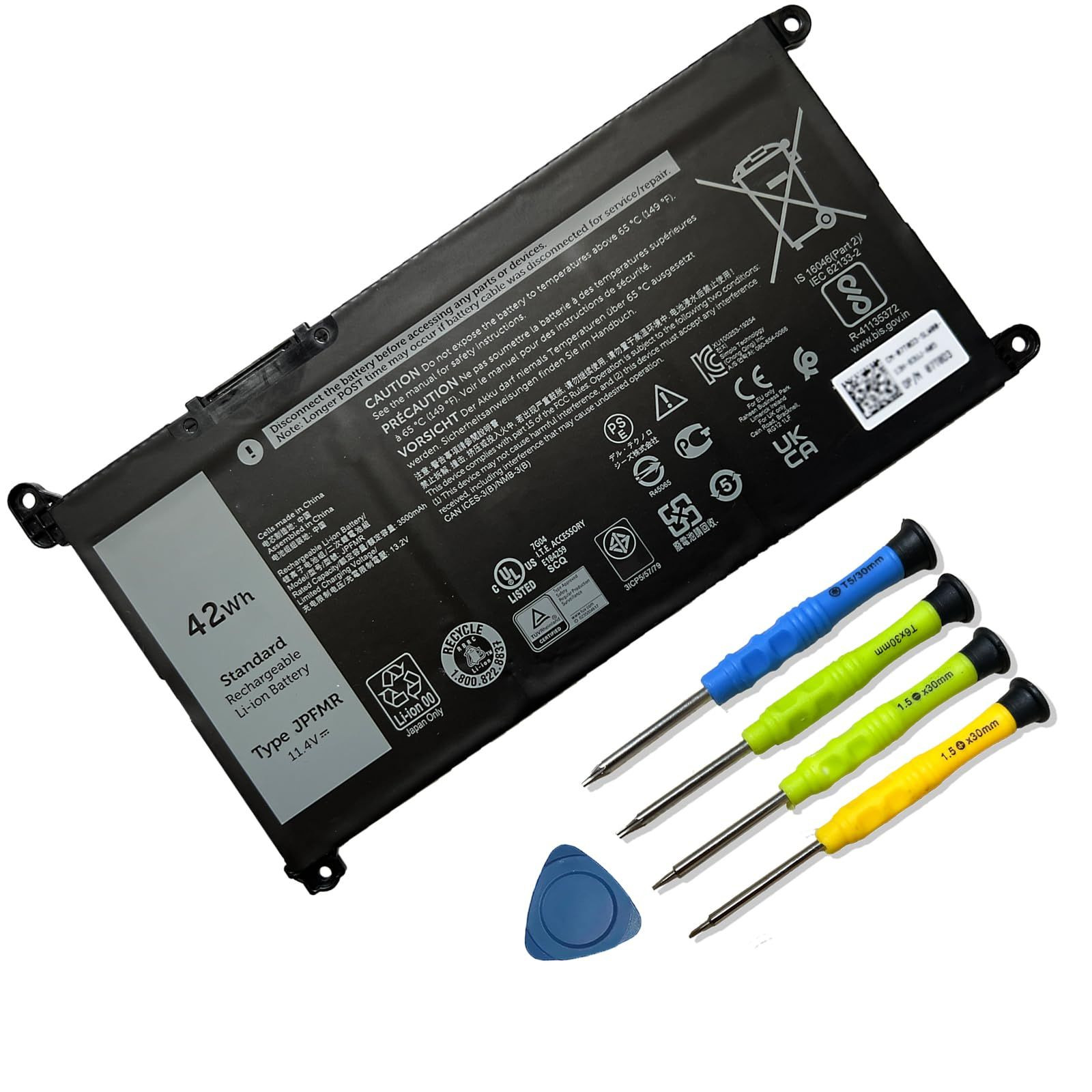 Mobik 42Wh JPFMR Laptop Battery Replacement for 7.54*4.09*0.23 inch