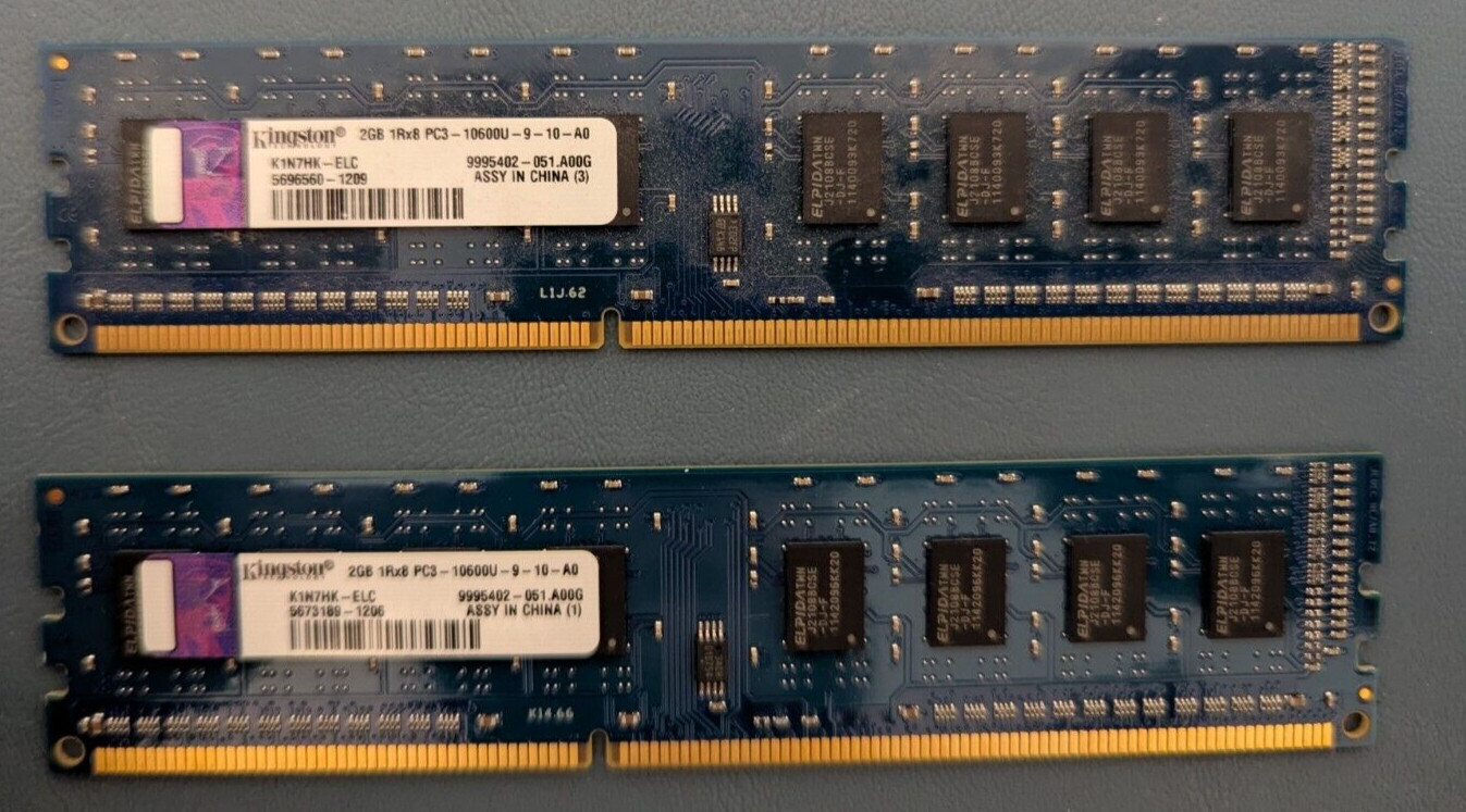 Kingston KVR13N9S6/2 4GB (2x2gb) DDR3 SDRAM 1333MHz Memory Desktop RAM