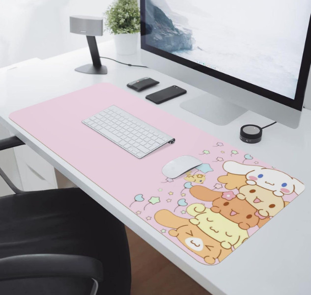 Waterproof Kawaii Large Non-Slip Extended Full Desk Pink Mouse Pad 12x31” Office