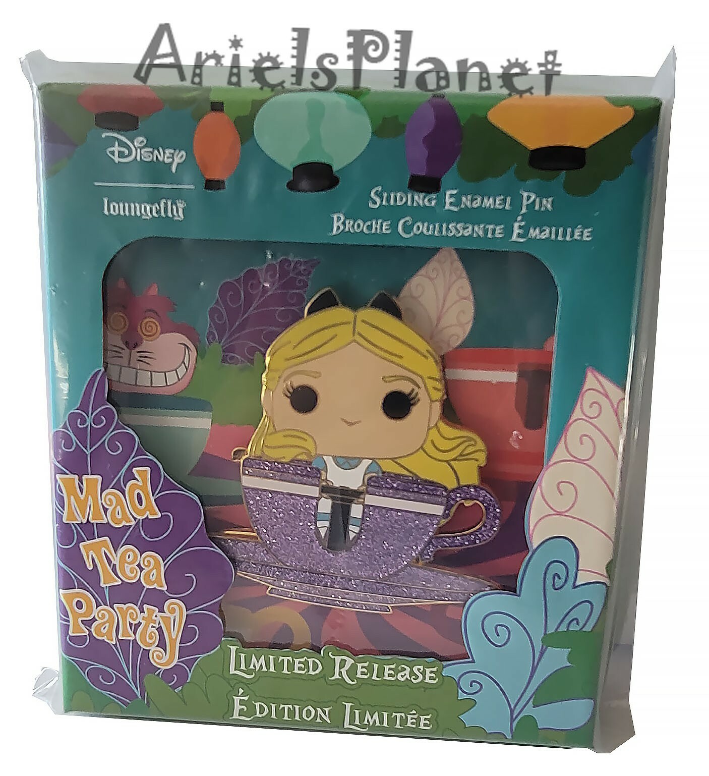 Disney Parks Alice In Wonderland Mad Tea Party Loungefly Sliding Enamel LR Pin