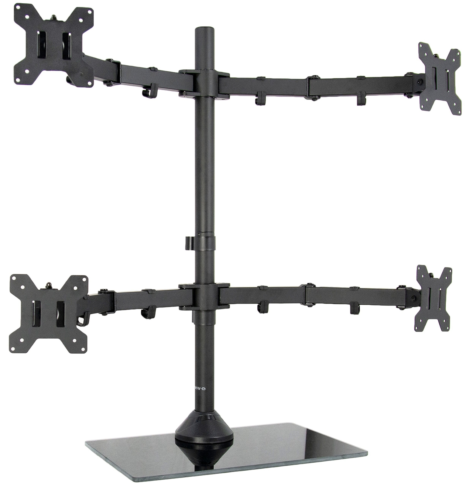 VIVO Black Adjustable Quad Monitor Desk Stand Mount, Free Standing Heavy Duty...