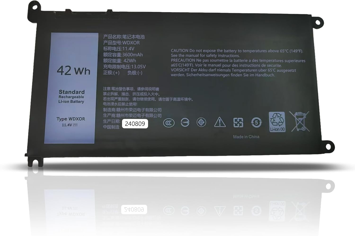 3600mAh 42WH WDXOR Laptop Battery for Dell Inspiron ebook 13 5368 5378 5379