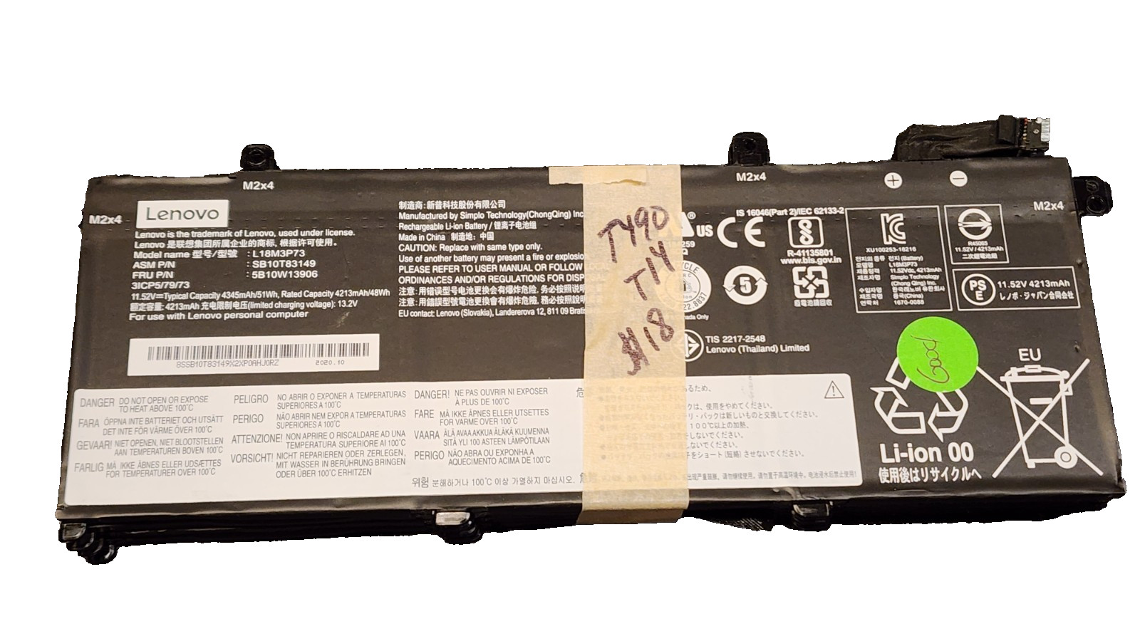 4x Lot Genuine Battery ThinkPad T490 T495 P43S T14 P14s L18M3P73 L18L3P73