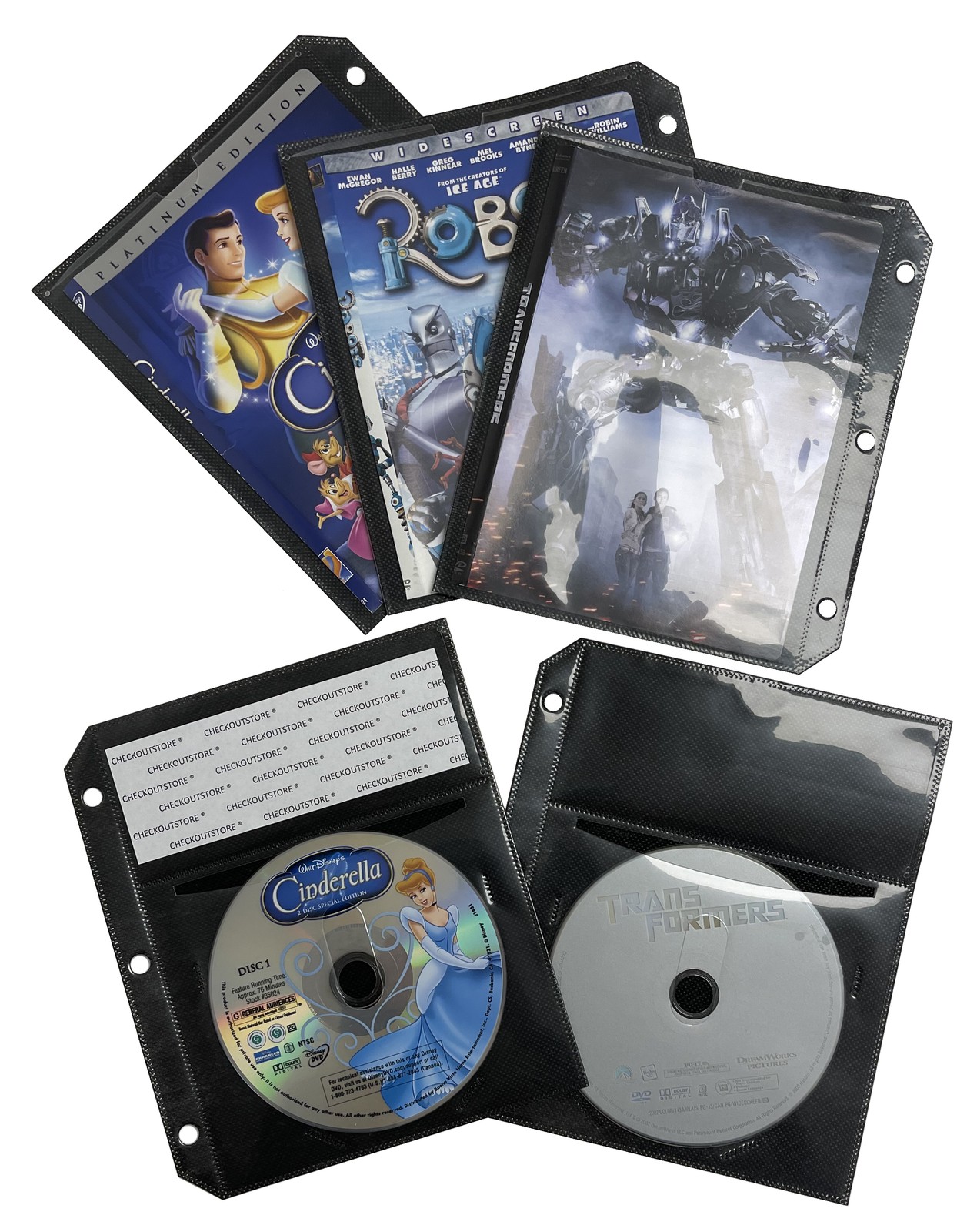Black CD/DVD Half Sheet Storage 3-Ring Binder Filing Sleeve & Booklet Lot