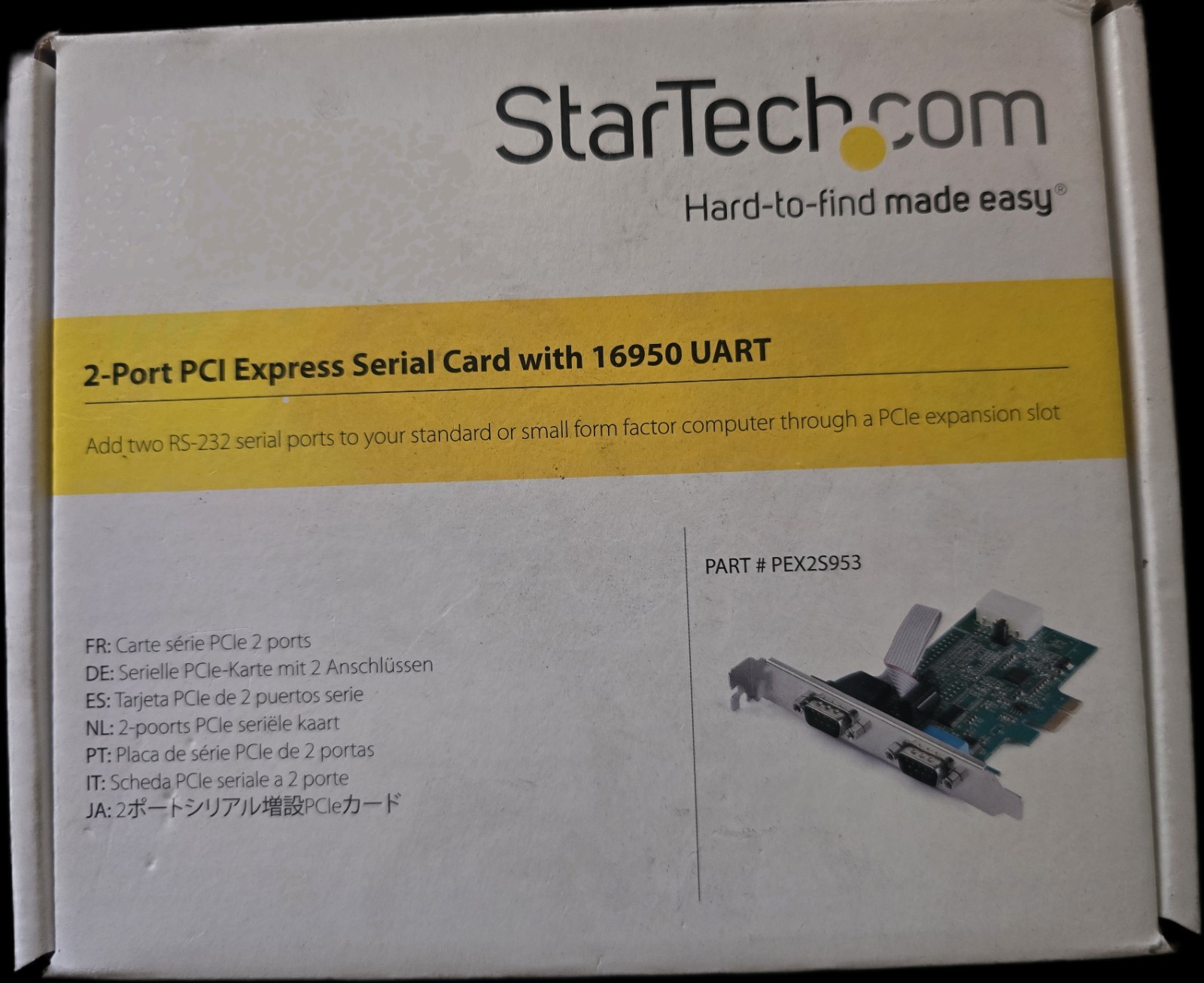 StarTech 2-Port PCI Express PCIe Serial Card RS232 16950 UART PEX2S953 Open Box