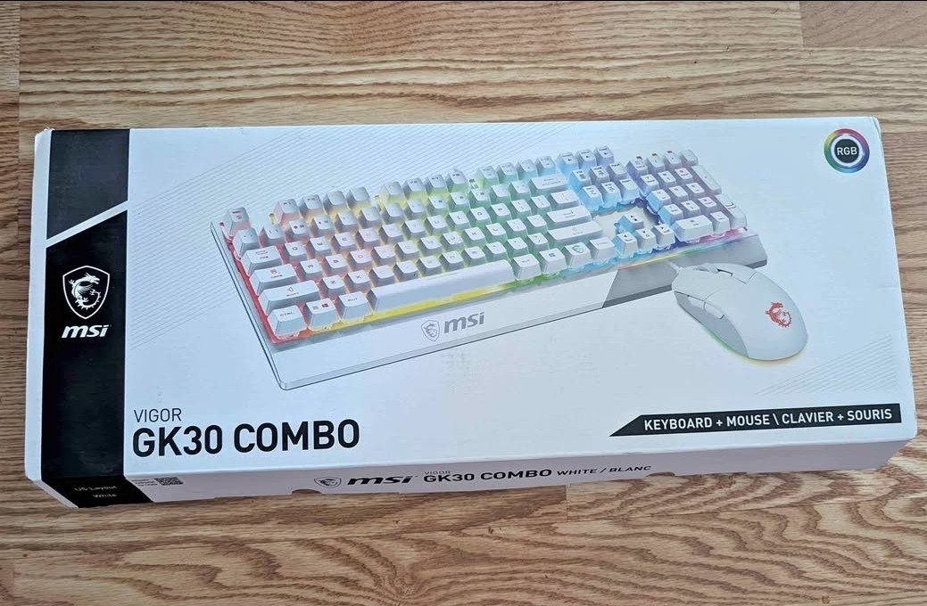 MSI Vigor GK30 Combo White, 6-Zone RGB GK30 Gaming Keyboard & GM11 Gaming...