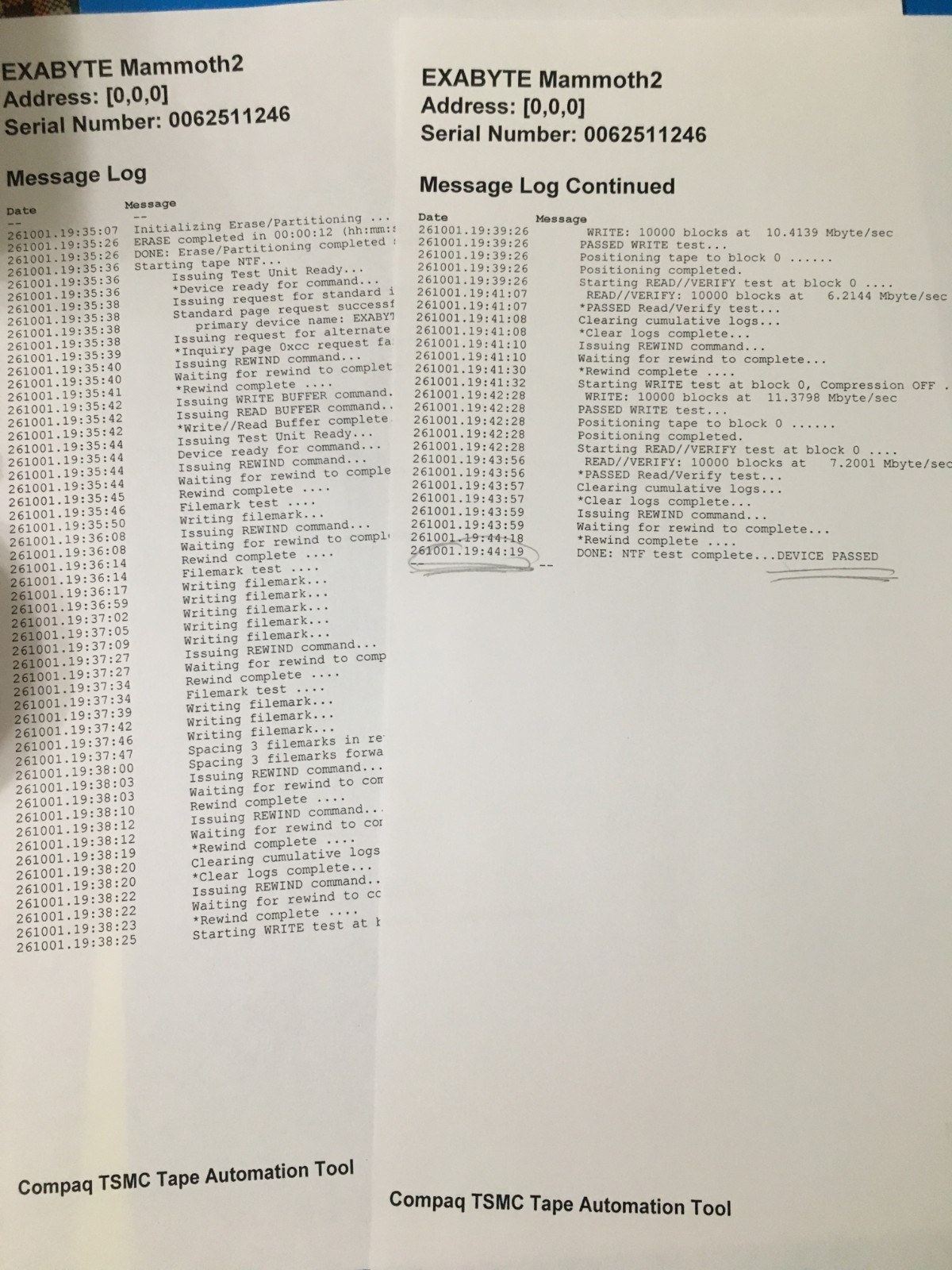 Exabyte Mammoth-2 M2 SCSI  LVD  LOADER Tape drive  C/A: 1009152-001 Tested Good