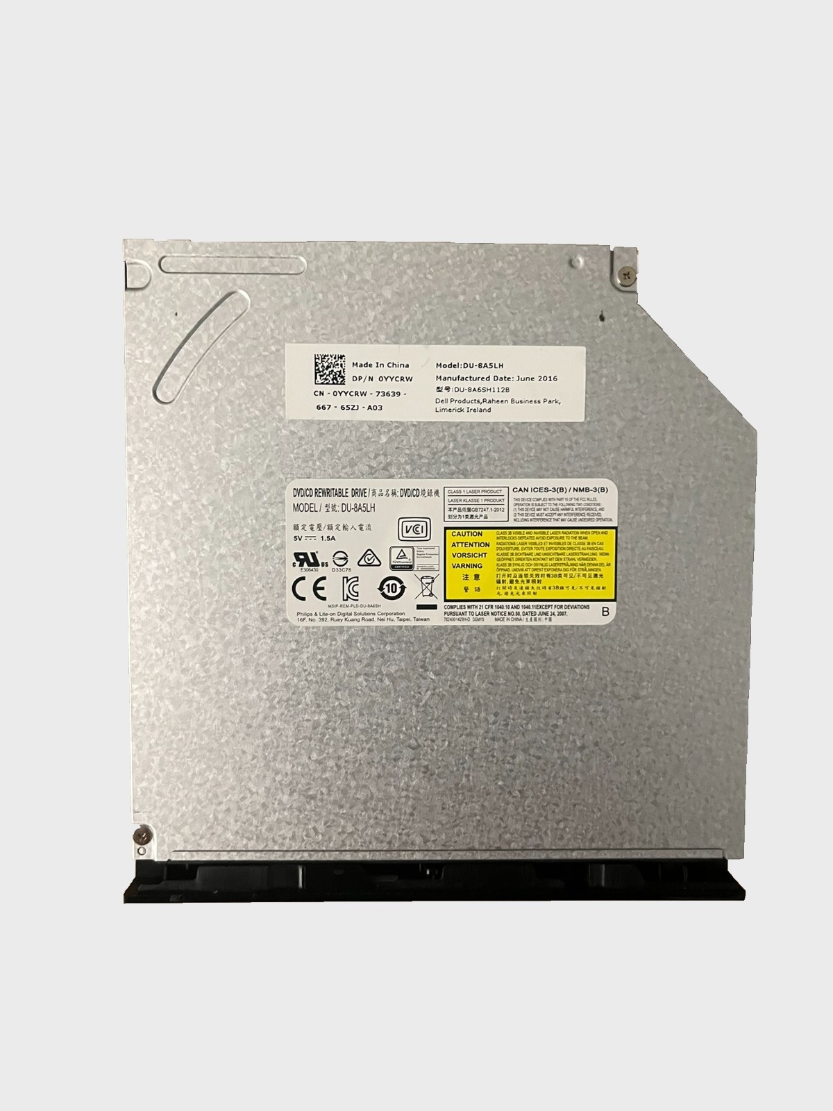 Dell Philips Lite-On DU-8A5LH 0YYCRW Slim SATA DVD RW Drive