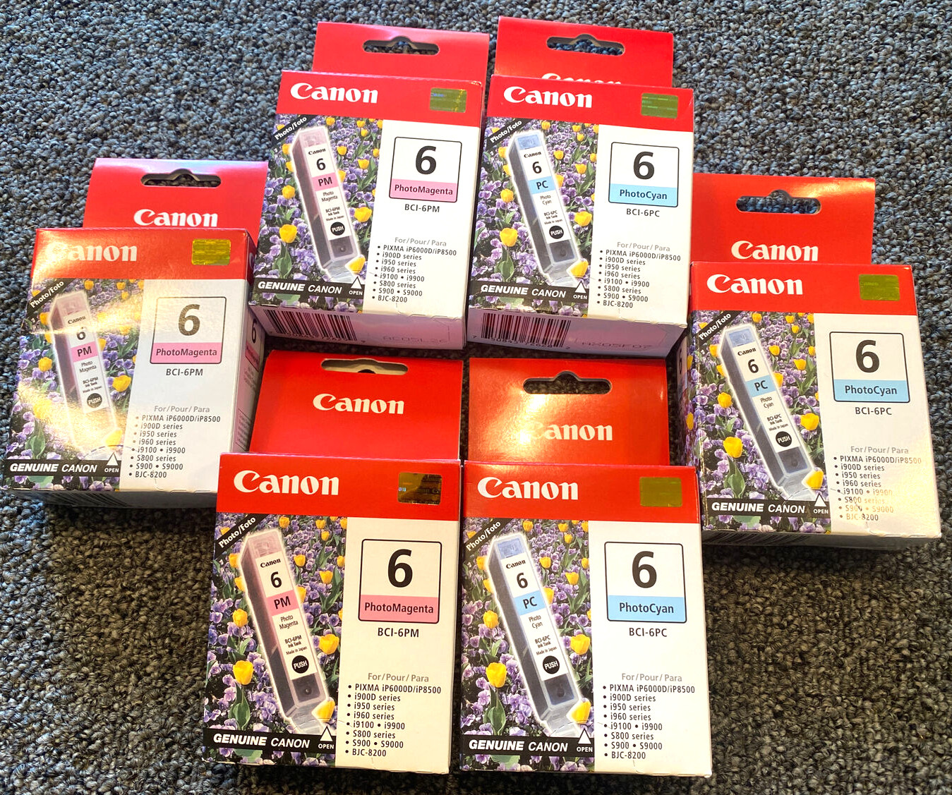 LOT (6) Canon 3 Photo Magenta 3 Photo Cyan NEW SEALED - U Get All 6