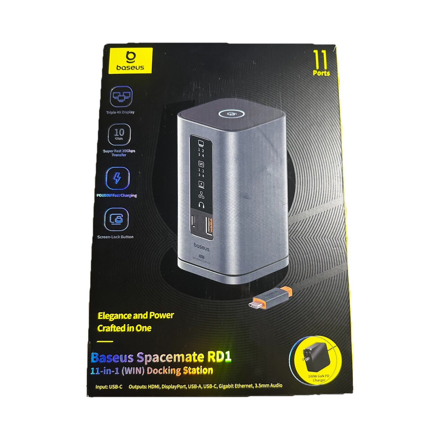 Baseus Spacemate RD1 11-in-1 USB-C Docking Station HDMI DP RJ45 Gray