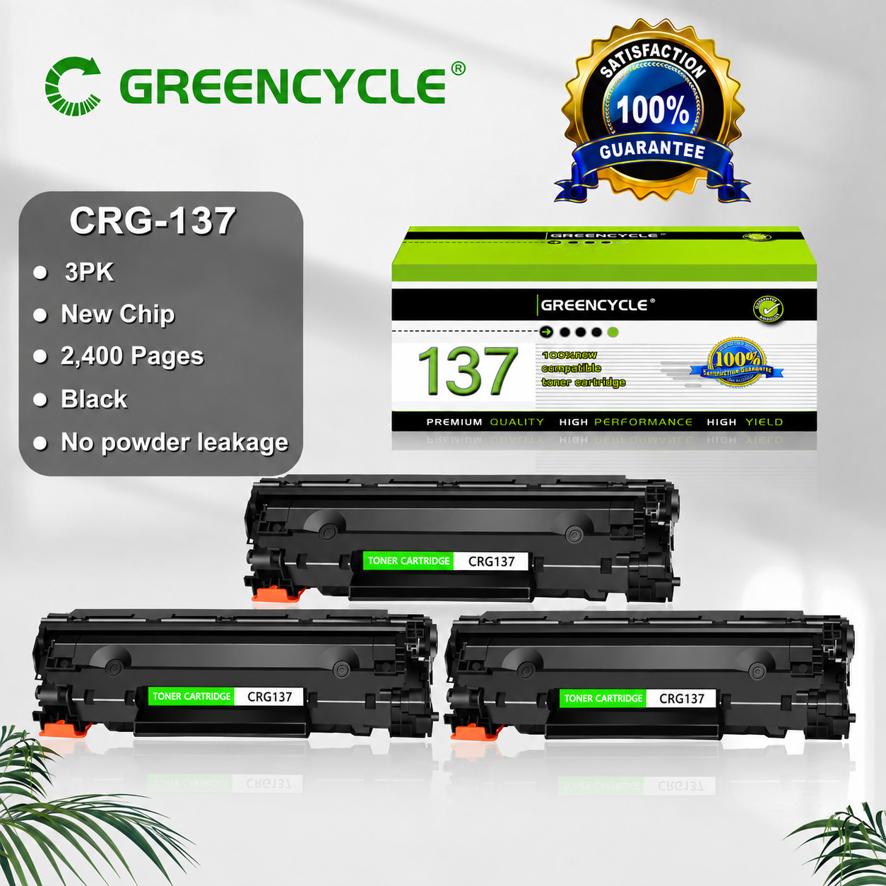 3 Pack Canon 137 Toner Cartridge Black CRG137 D570 MF244dw MF249dw 9435B001AA
