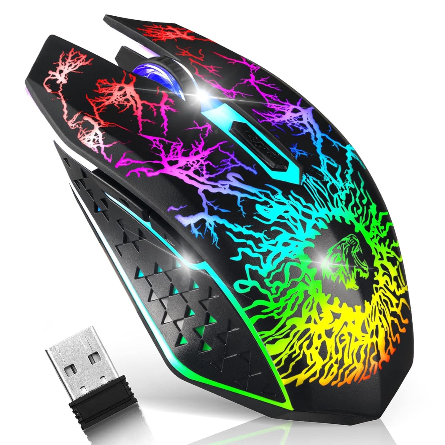 Wireless Rechargeable Silent Optical Gaming Mouse Pad Black