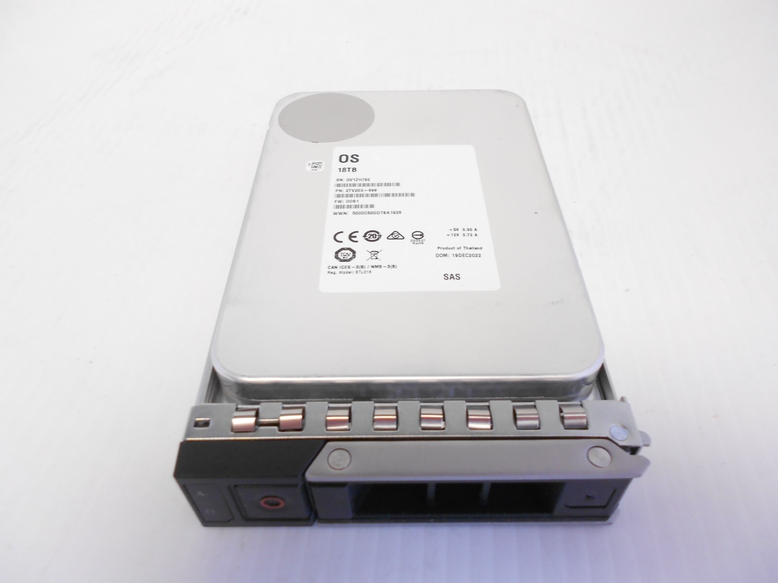 18TB 7.2K SAS 3.5" Hard Drive 12G Fits Dell Server R240 R340 R440 R540 R740