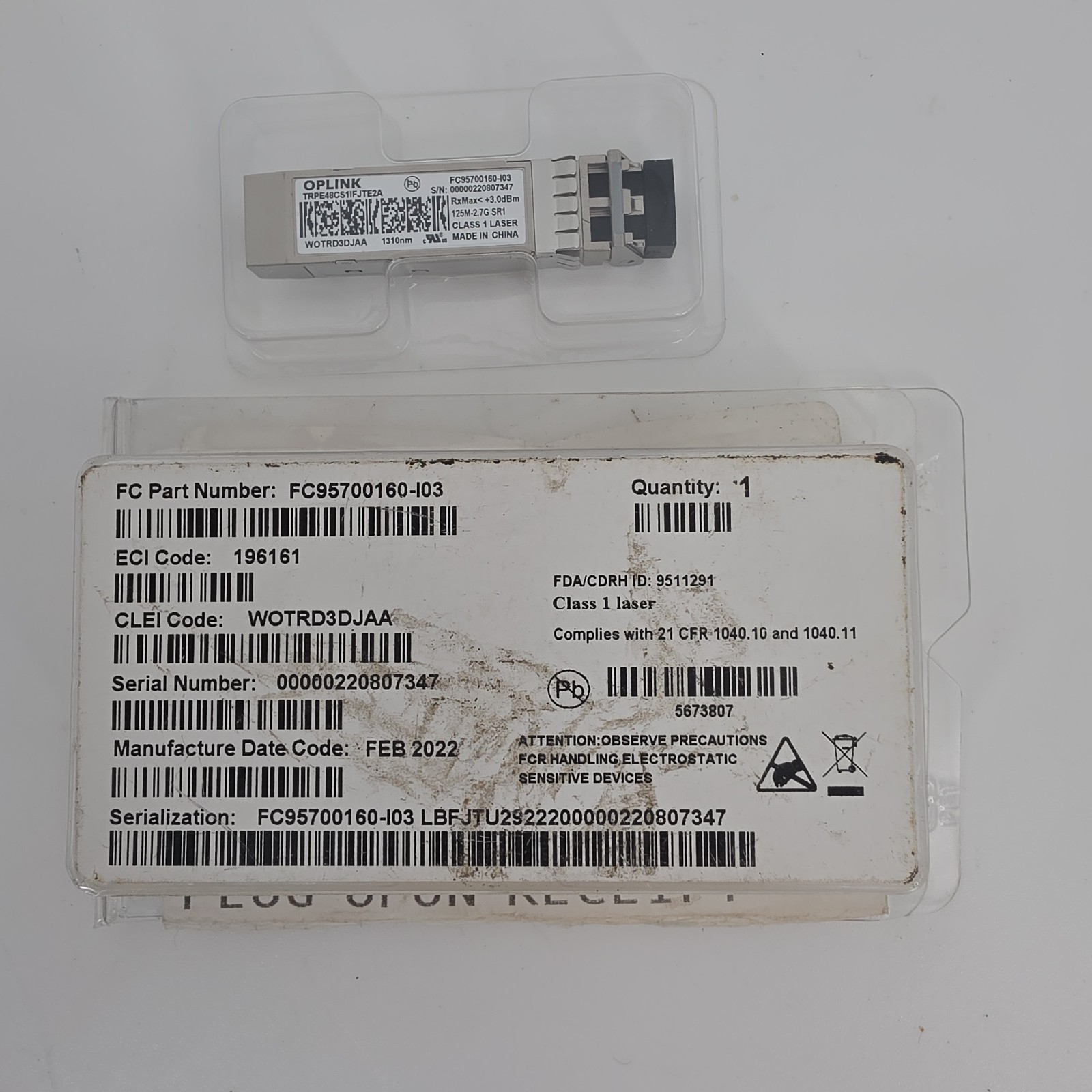 FUJITSU  FC95700160-I03 SFP 125M~2.7G SR1 1310nm 2km  WOTRD3DJAA