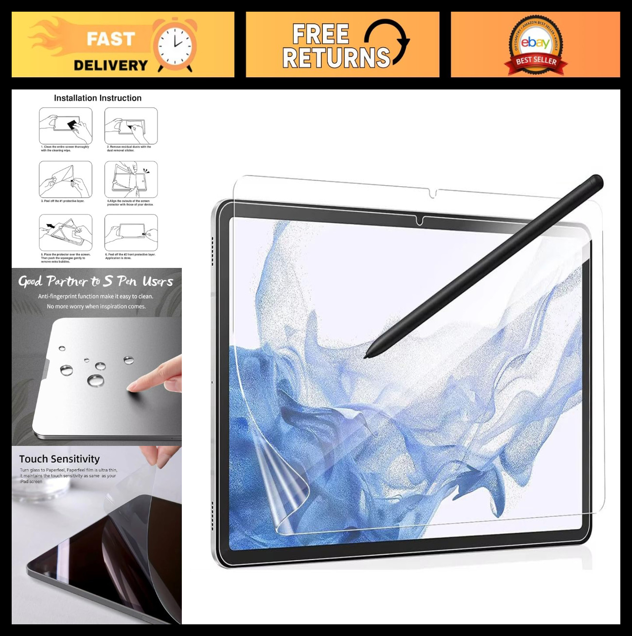 2 Pack Anti-Glare Paperfeel Screen Protector for 13.2" Tablet - Scratch Resistan