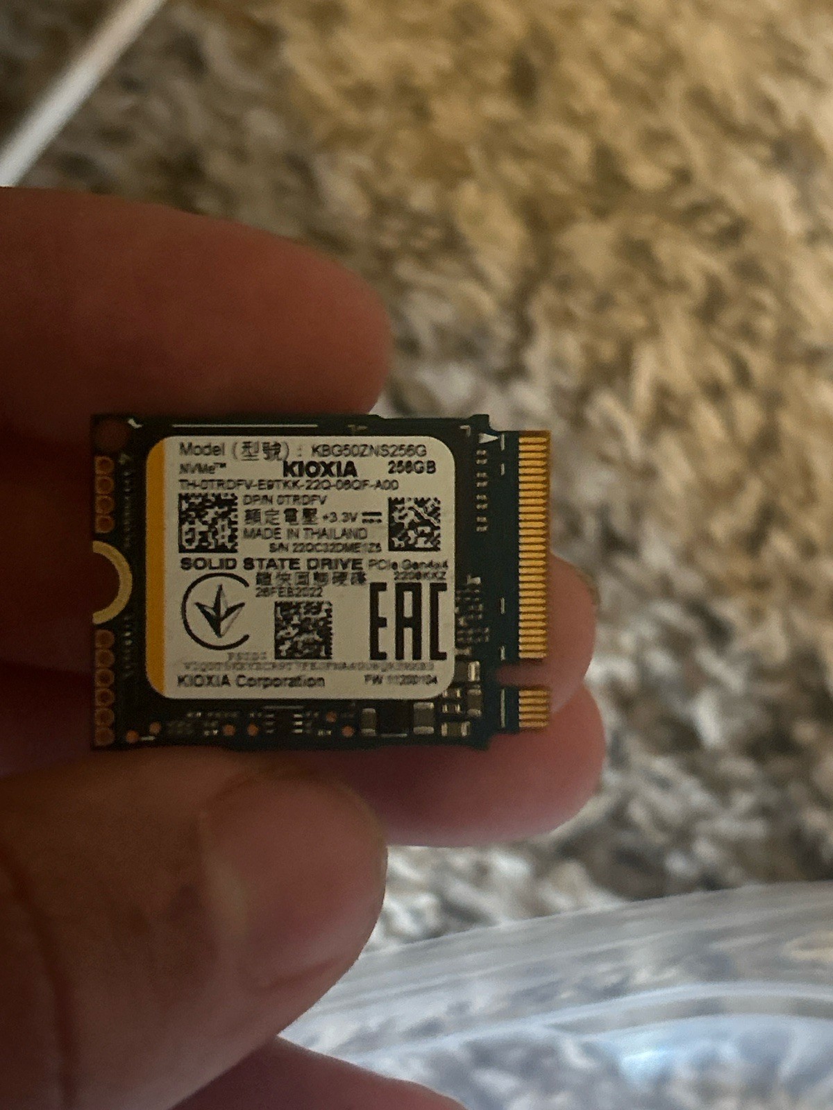 Nvme Kioxia BG4 256GB M.2 2230 Solid State Drive PCIe 2000MB/s KBG40ZNS256G