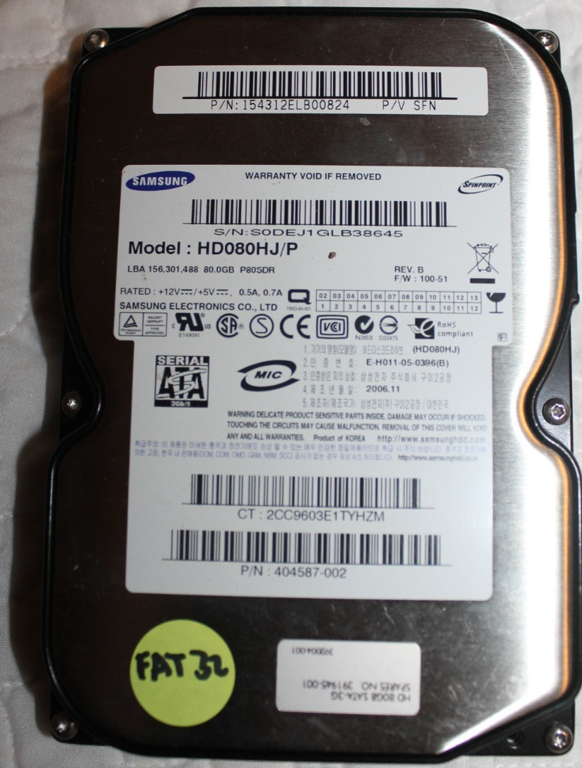 Samsung Dell HD080HJ/P  80GB SATA  Internal Hard Drive FAT32/NTFS Formatted