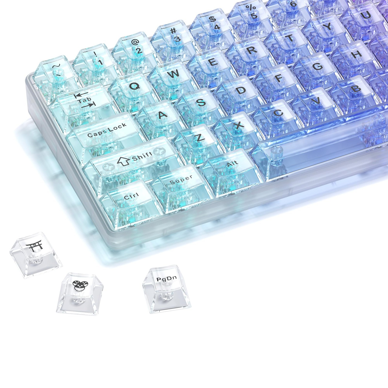 XVX Clear keycaps, White Transparent Keycaps 60 65 75 100 Percent, Crystal Ce...