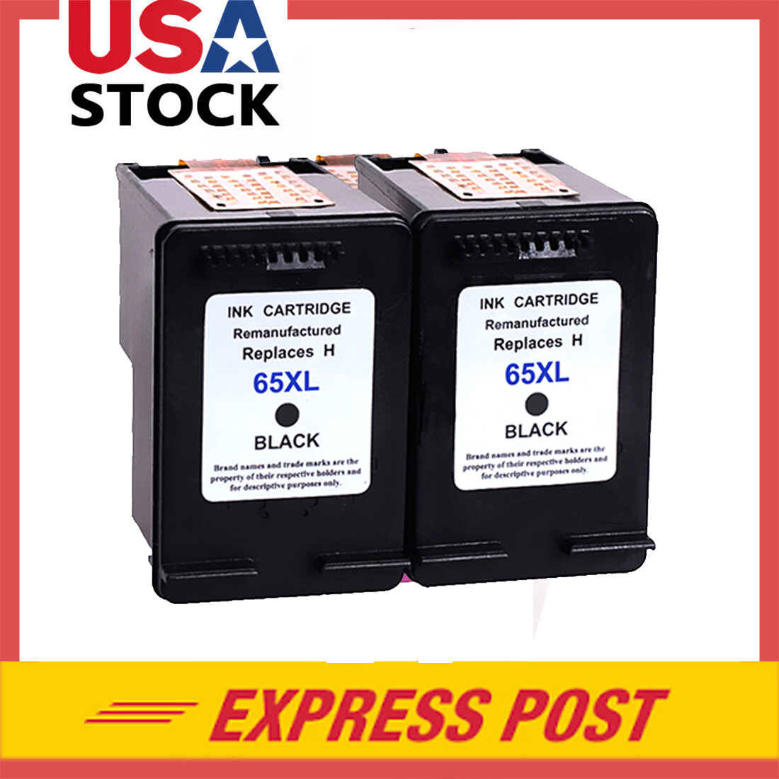 2 Pk for HP 65 XL 65XL Black Ink Cartridge for HP ENVY 5055 5052 5058 5032 `