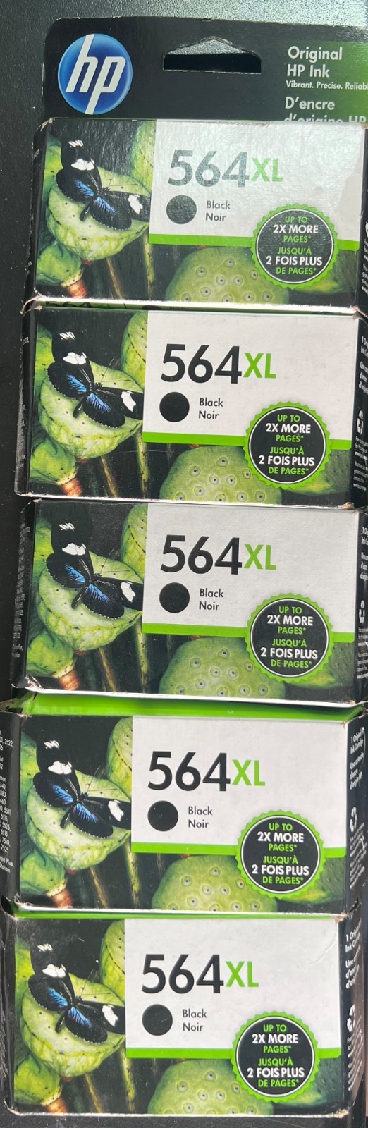 (5) Lot HP 564XL Black Ink Cartridge CN684WN Genuine OEM Retail Box 4295/5