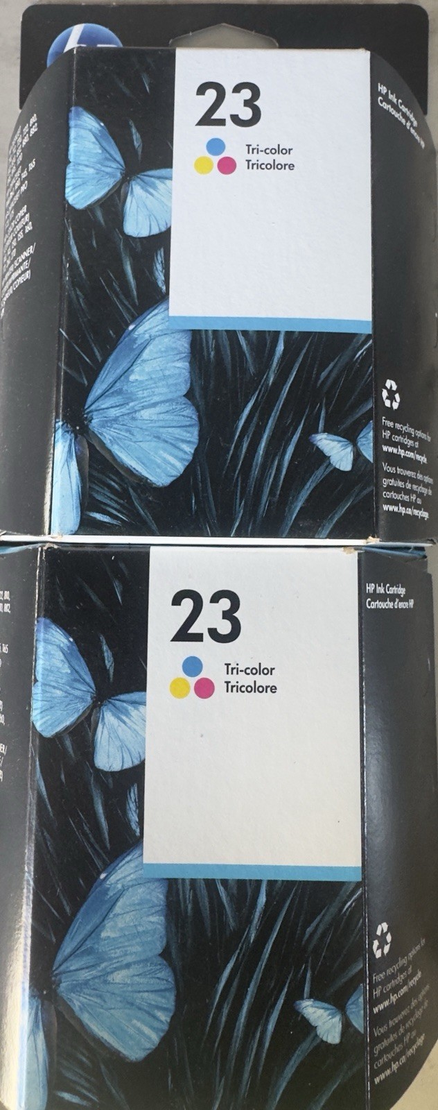 2 HP 23 Tri-Color Genuine Printer Ink Cartridge C1823D New Sealed Expired