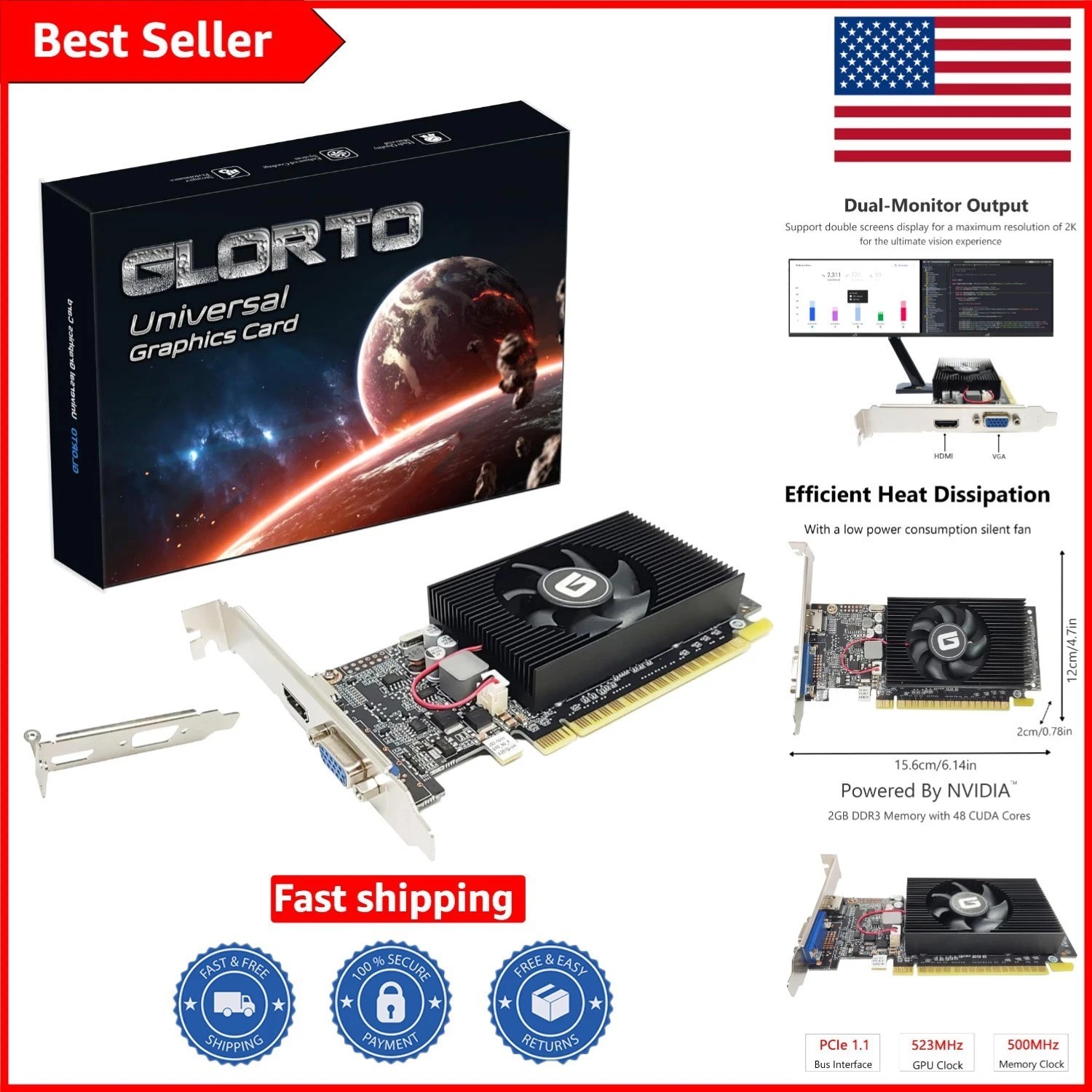 Upgrade Your PC with GeForce GT 610 2GB Entry Level Graphics Card - Win 11 Ready