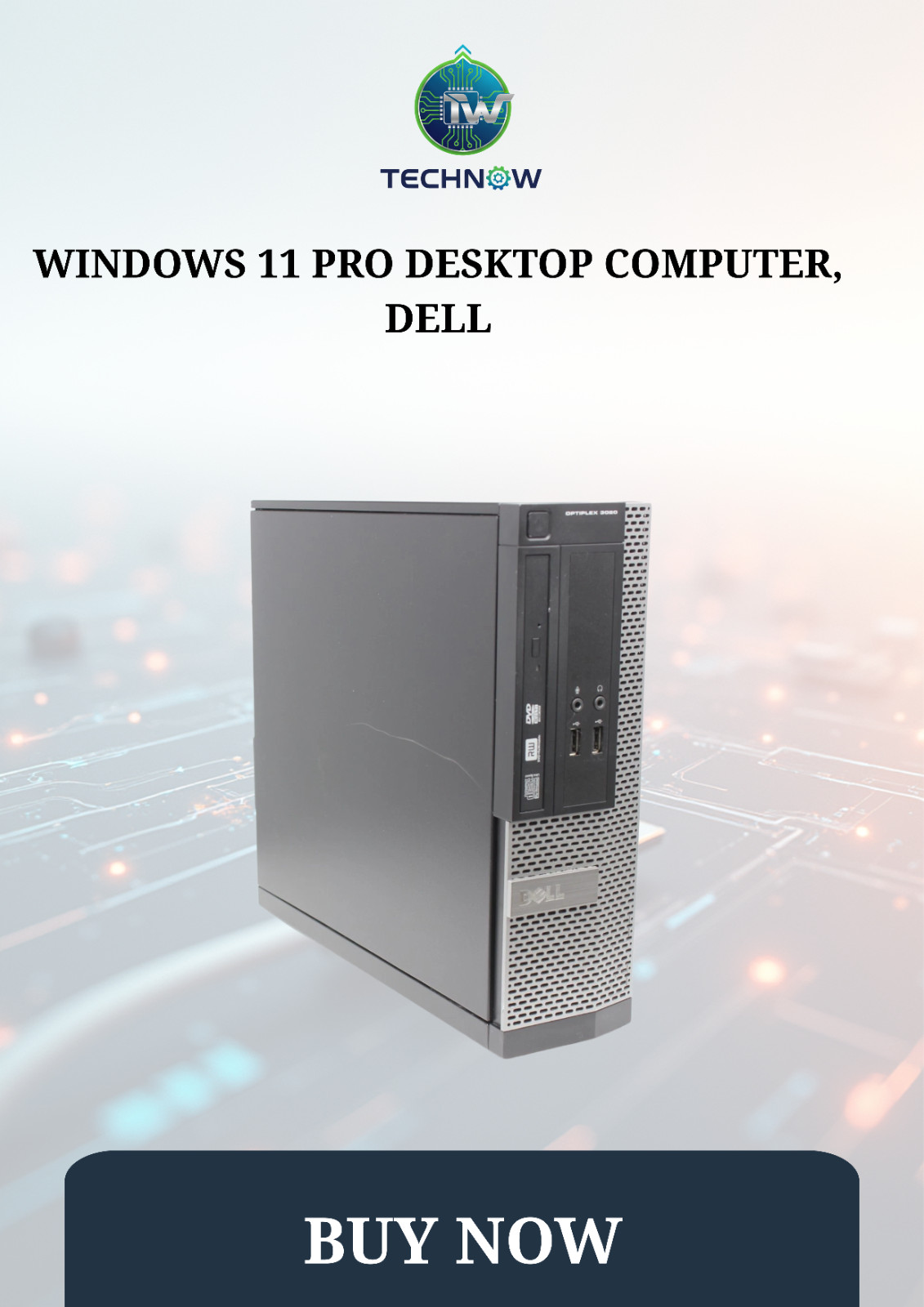 Windows 11 Pro Desktop Computer, Dell, 3.30GHz, 250GB SSD, 16GB RAM, Wi-Fi, PC