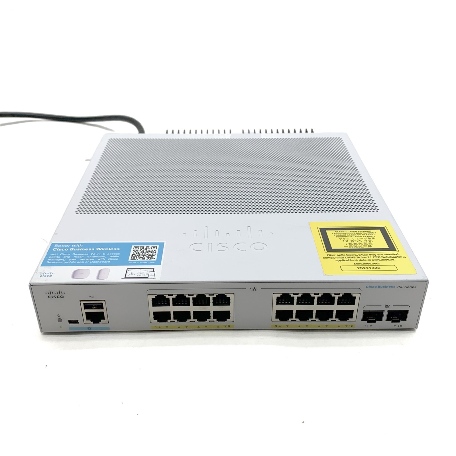 Cisco Business 250 Series 16-Port PoE+ Gigabit Ethernet Switch CBS-250-16P-2G