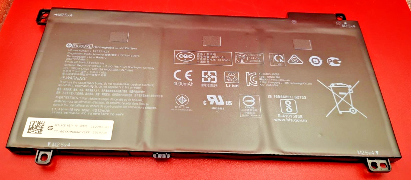 RU03XL HP Battery 3C 48Wh 4.21Ah Probook X360 11 G3 Ee Notebook Pc tested good