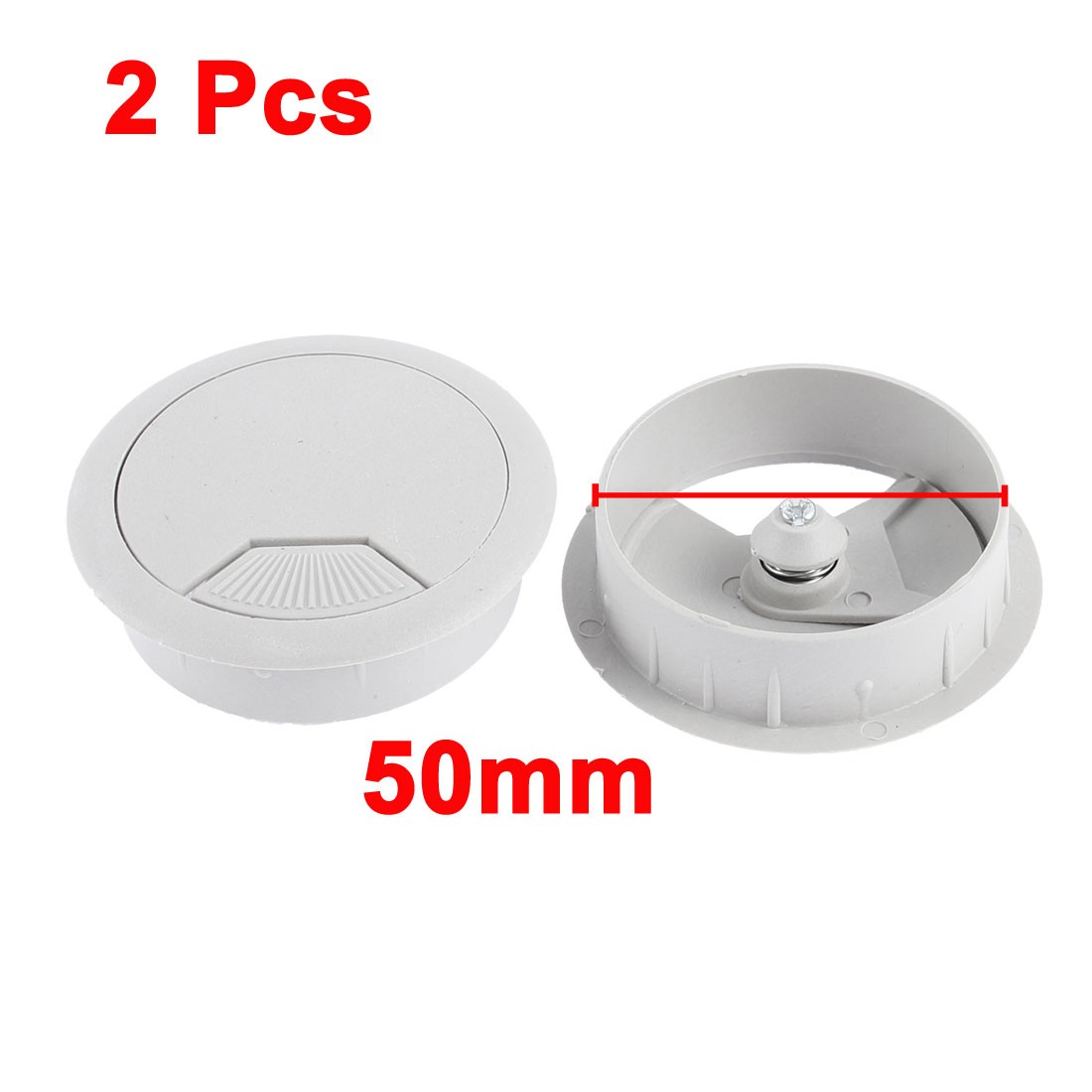 PC Computer Desk Table Plastic Grommet Cable Wire Tidy Hole Cover 50mm Dia 2 Pcs