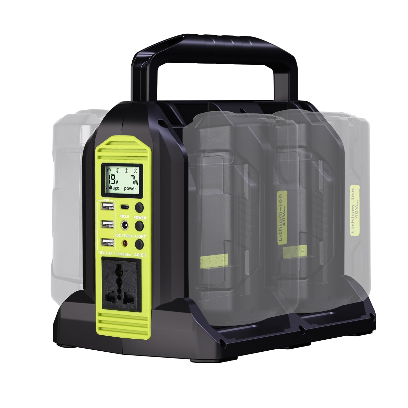 350W Power Inverter for Ryobi 40V Li-ion Battery, OP401 4-Port 40V to 120V
