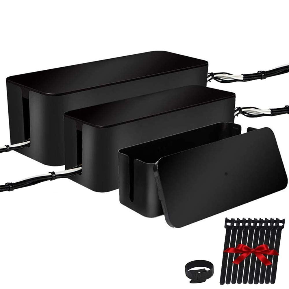 Large Cable Management Box Organizer for Desk & TV - Hide Wires & Power Strips