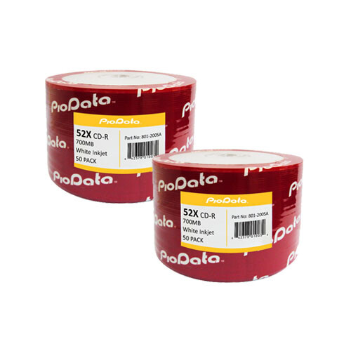 100 PC PioData 52X 700 MB 80 MIN CD-R White Inkjet Hub Printable Disc 831-210SA