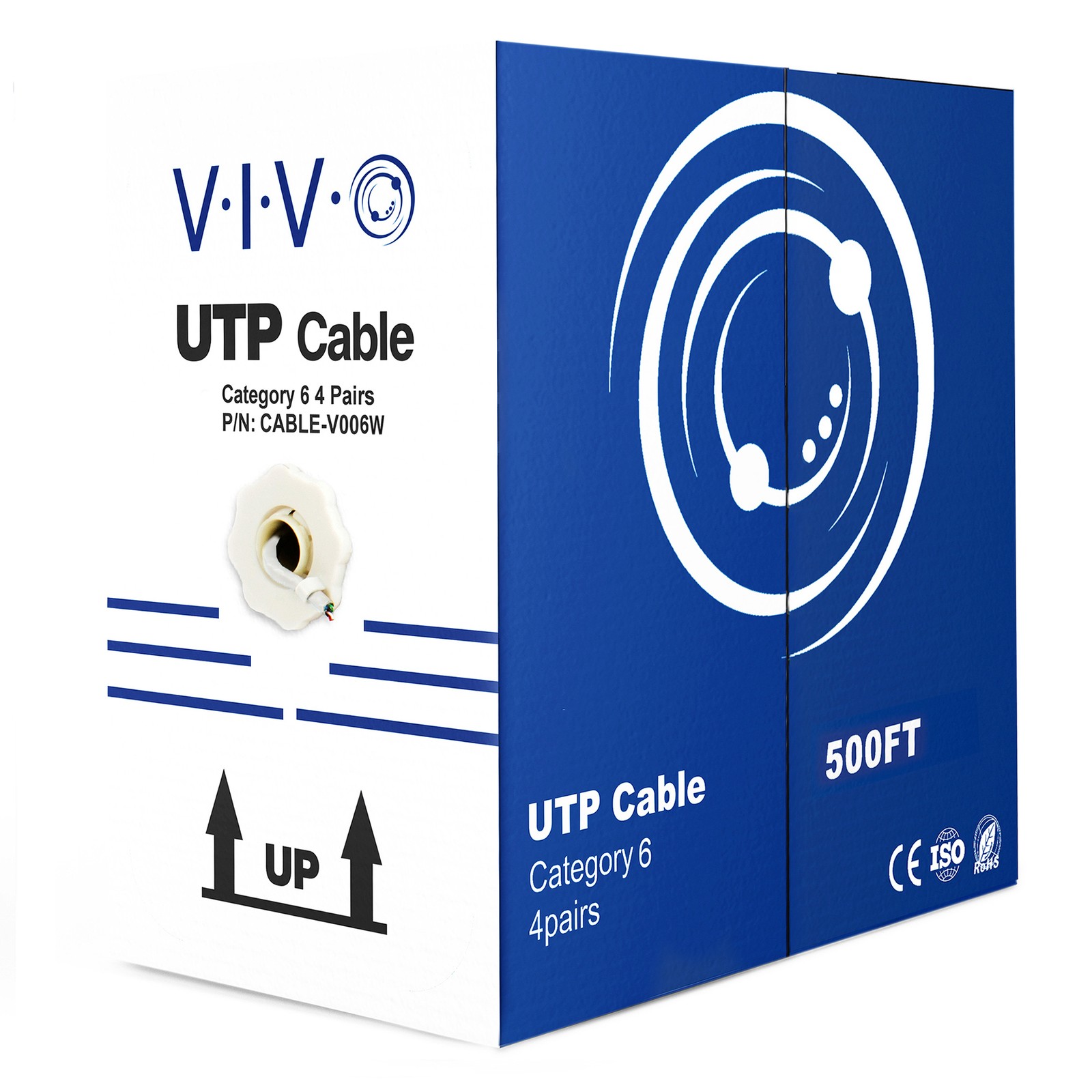 VIVO 500ft bulk Cat6 Ethernet Cable / Wire UTP Pull Box 500 ft Cat-6 White LAN