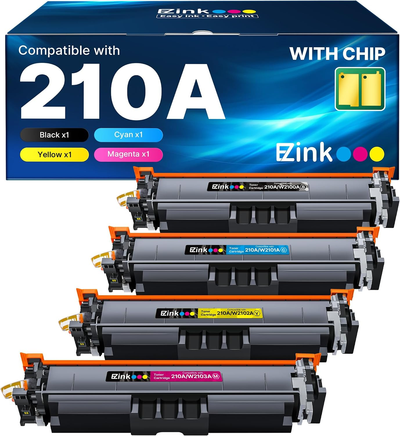 E-Z Ink 210A with Chip Compatible for HP 210A Toner Cartridges 4 Pack 210X to Us