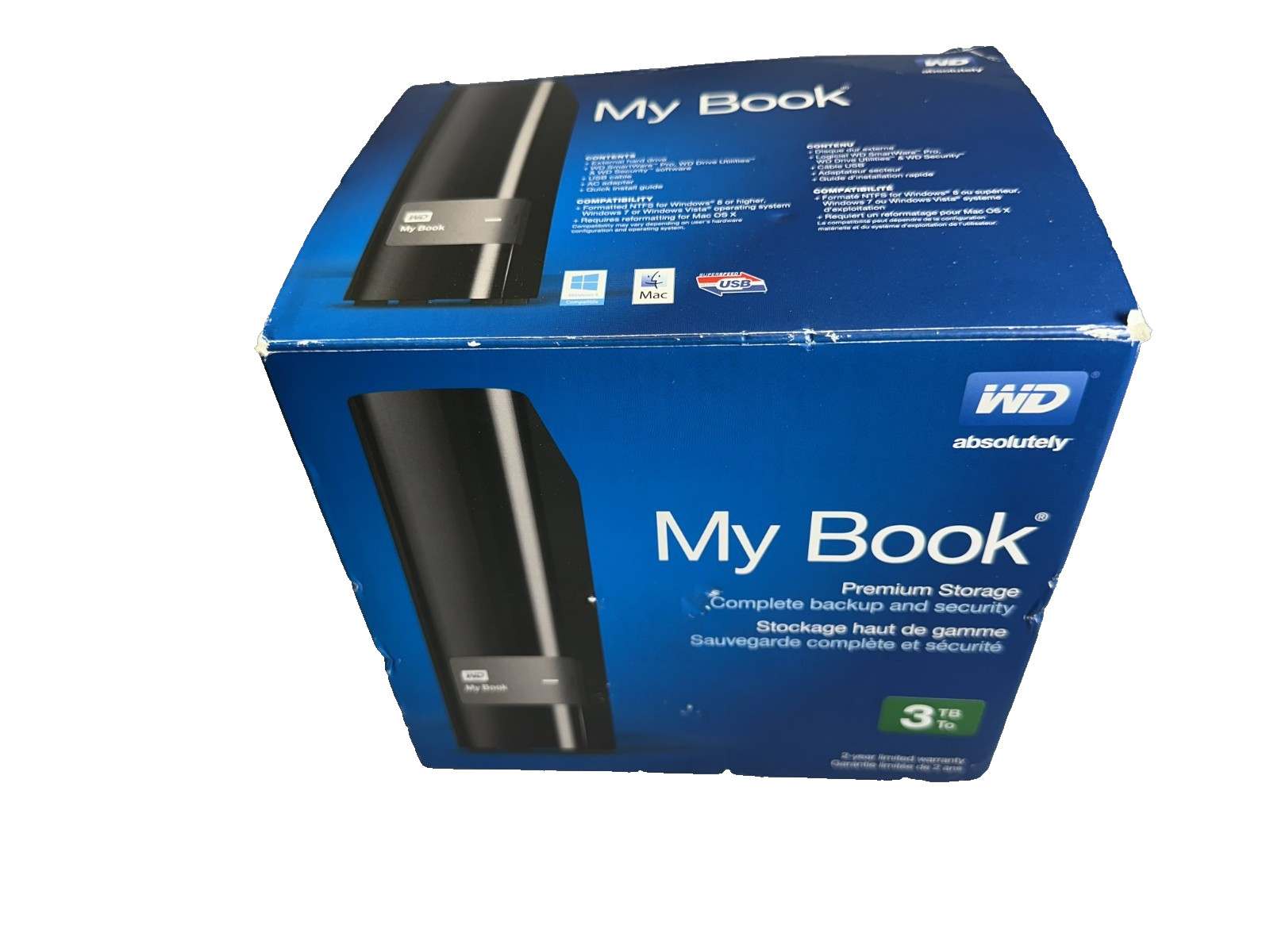 Western Digital My Book 3TB,External,5400RPM (WDBFJK0030HBK-NESN) HDD|USED/WORKS