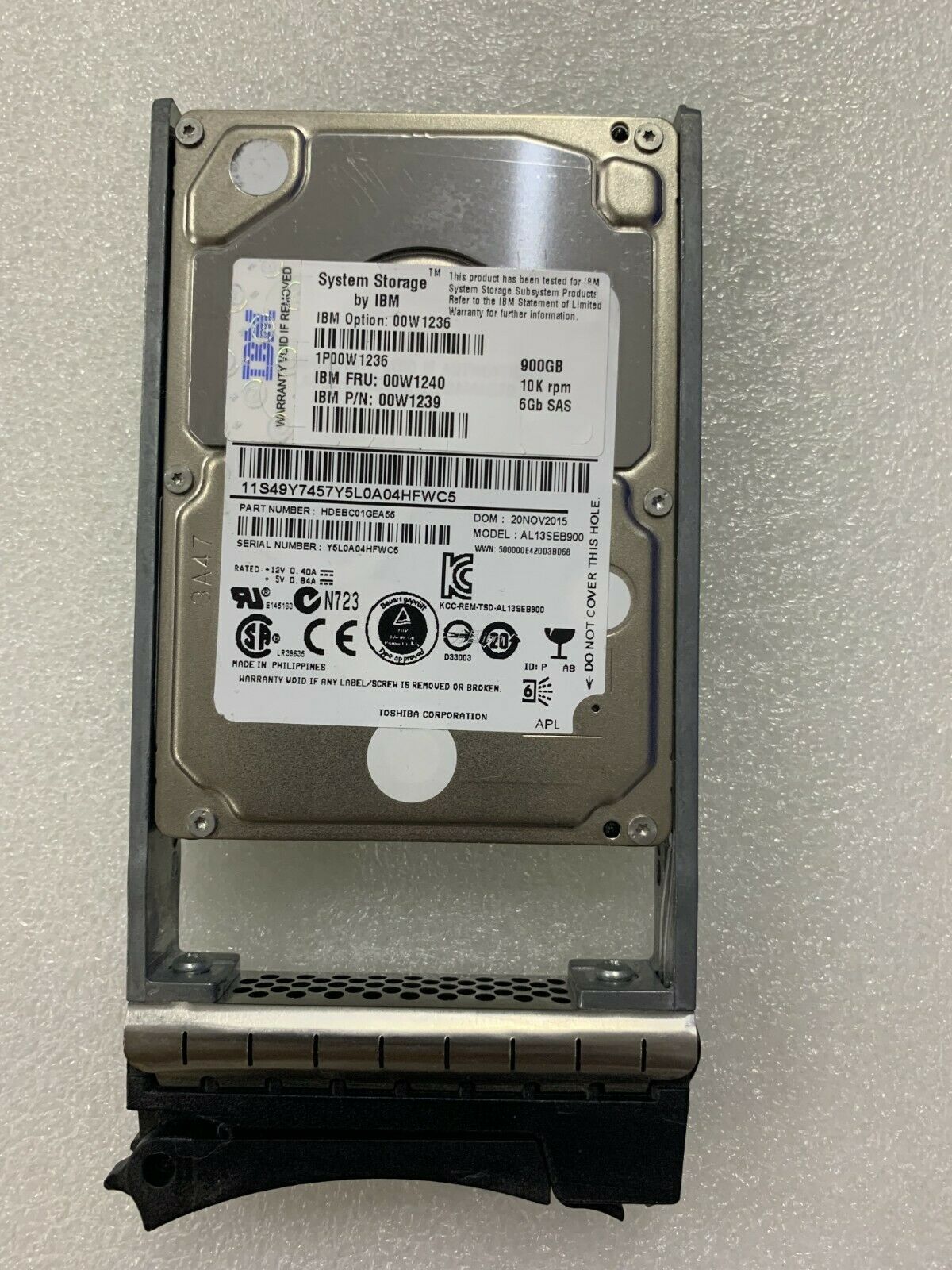 IBM 00W1236 00W1240 00W1239 900GB SAS 6Gbps 10K RPM 2.5" Hard Drive for DS3524