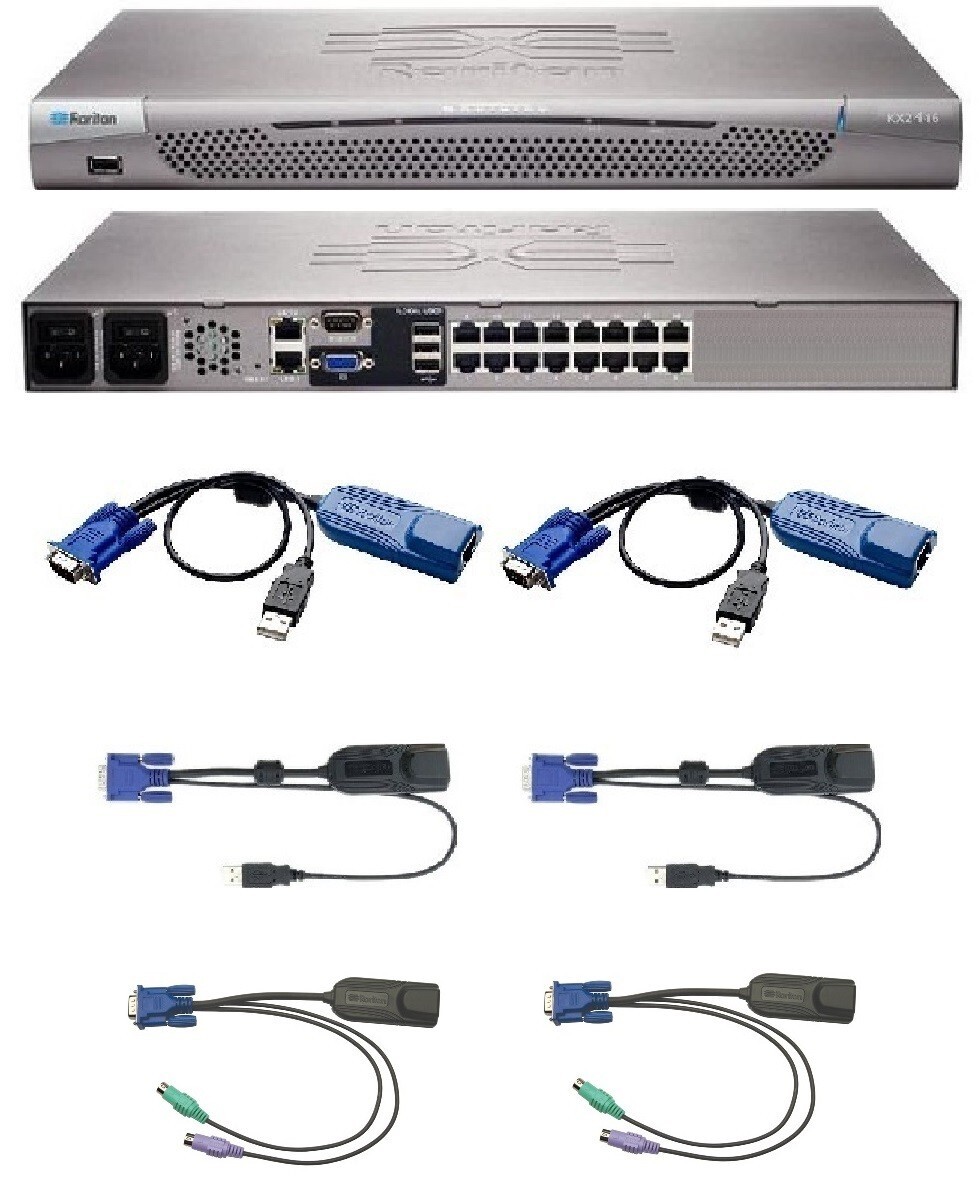 Raritan KX2-416 DKX2-416 16 Port KVM Switch & 2x D2CIM-VUSB 2x DCIM-USBG2 2 PS2
