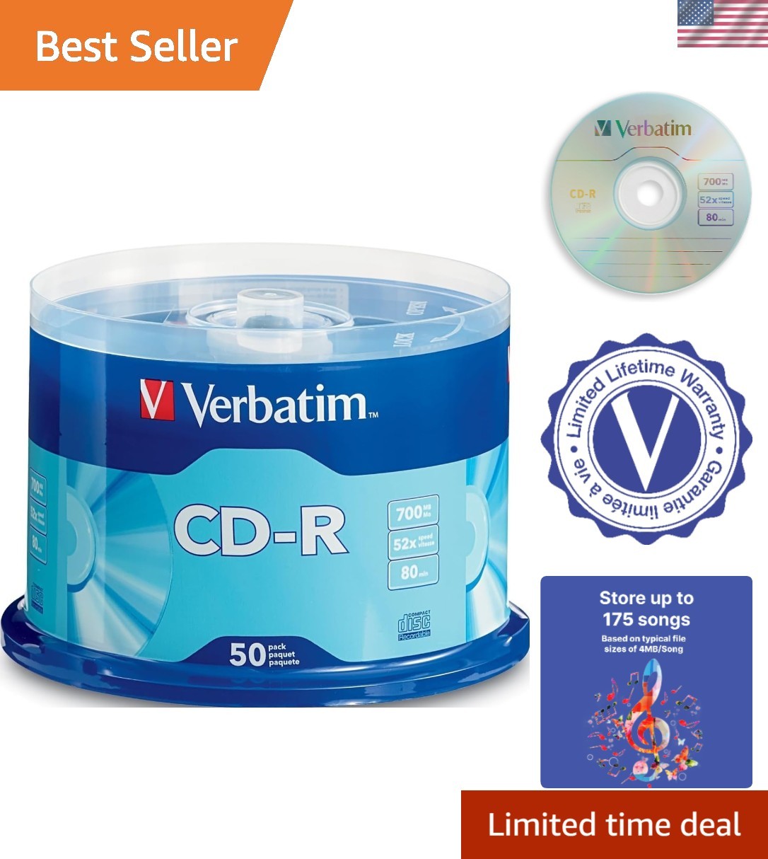 50 Count CD-R Discs 700MB 80Min - Fast Recording & Archiving Solution