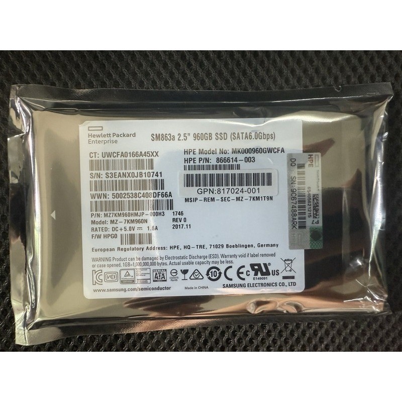 New HPE/Samsung 2.5" 960GB SATA 6G G11 Server SSD Replace P40503-B21 P41528-001